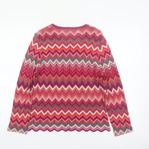 Rabe Women's Multicoloured Zigzag Knit Pullover Jumper Size 12
