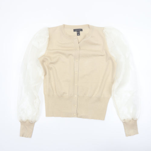 New Look Women Beige Puff Sleeve Cardigan Size 16