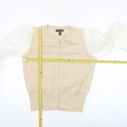 New Look Women Beige Puff Sleeve Cardigan Size 16