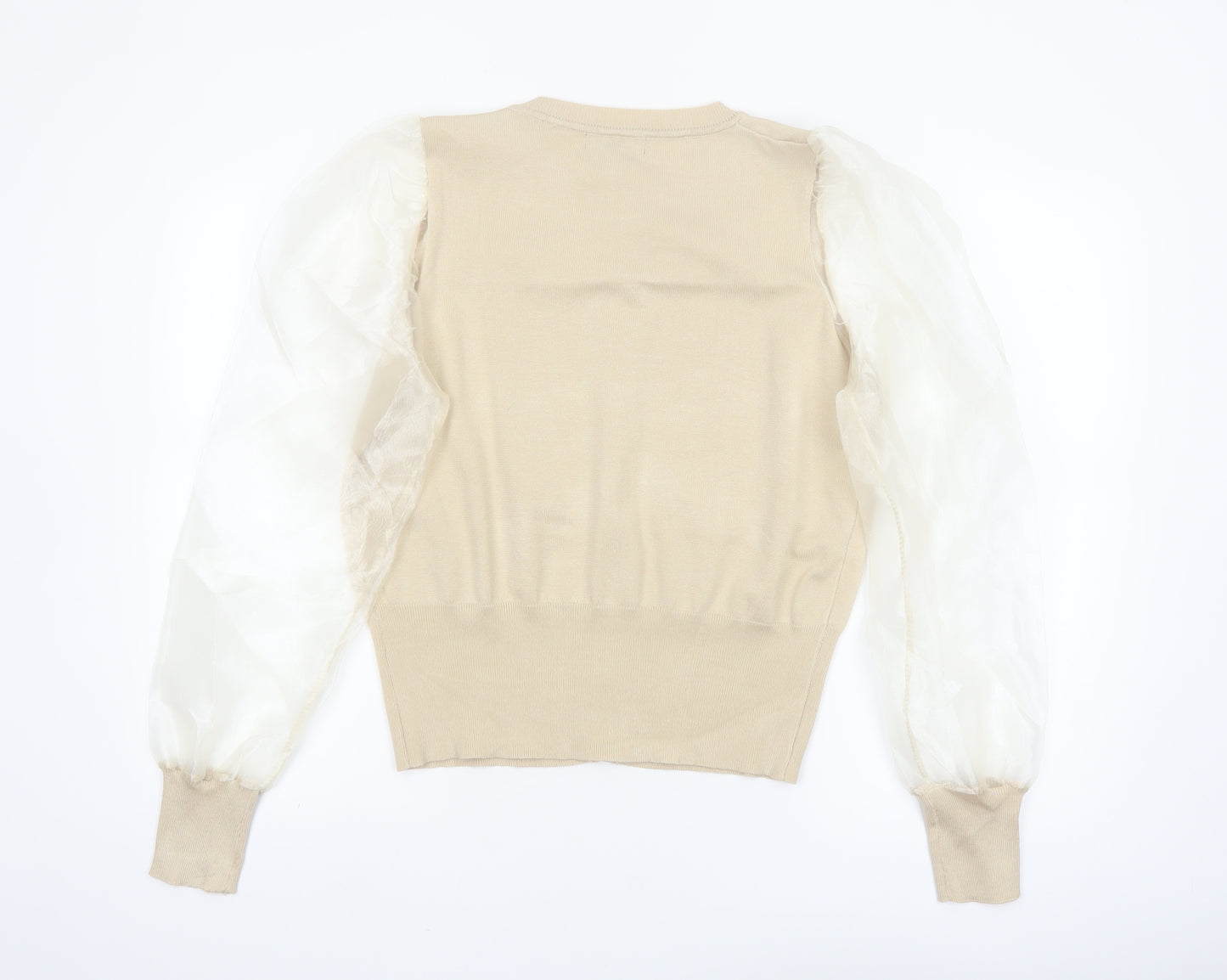 New Look Women Beige Puff Sleeve Cardigan Size 16