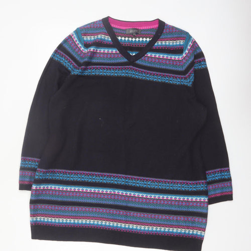 Marks and Spencer Women’s Multicoloured Fair Isle V-Neck Jumper Size 20