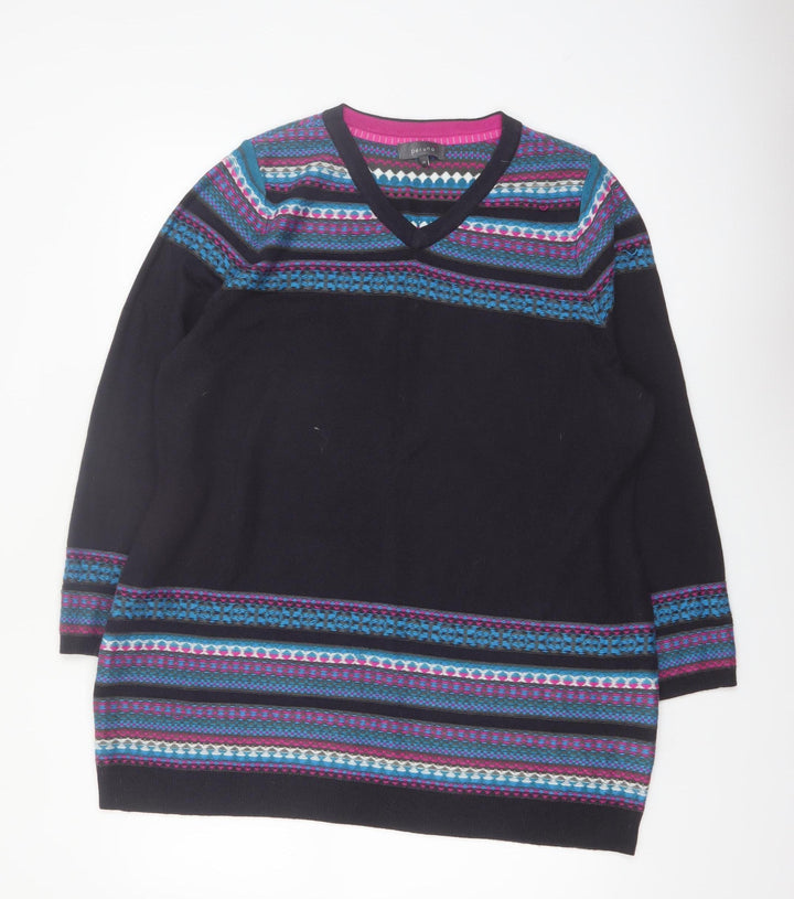 Marks and Spencer Women’s Multicoloured Fair Isle V-Neck Jumper Size 20