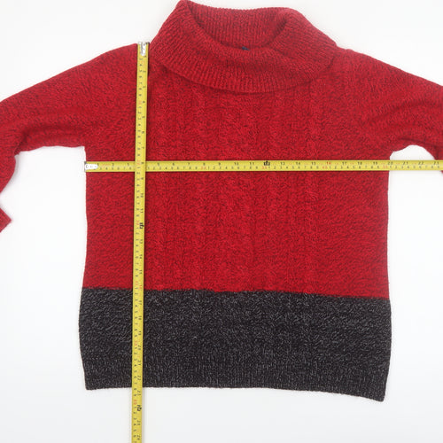 Karen Scott Women Red Roll Neck Cable-Knit Jumper L