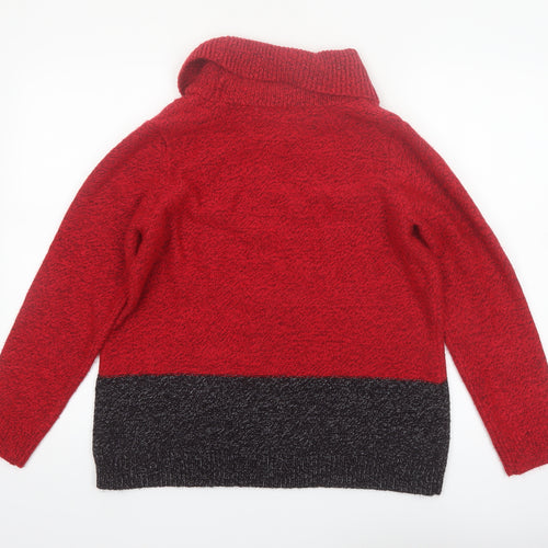 Karen Scott Women Red Roll Neck Cable-Knit Jumper L