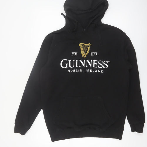 Guinness Men's Black Pullover Hoodie L Logo Fleece Sweatshirt