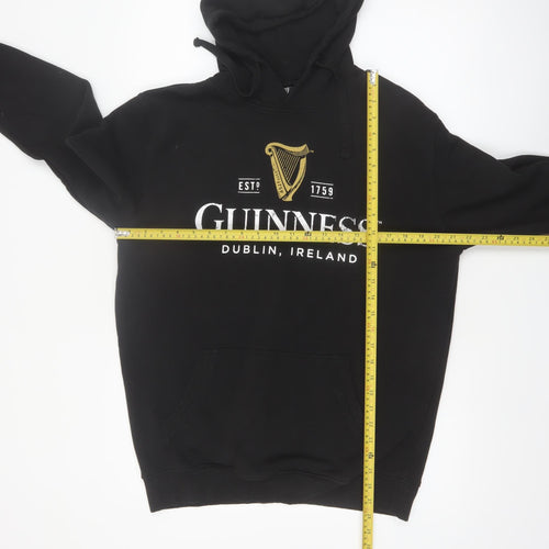 Guinness Men's Black Pullover Hoodie L Logo Fleece Sweatshirt