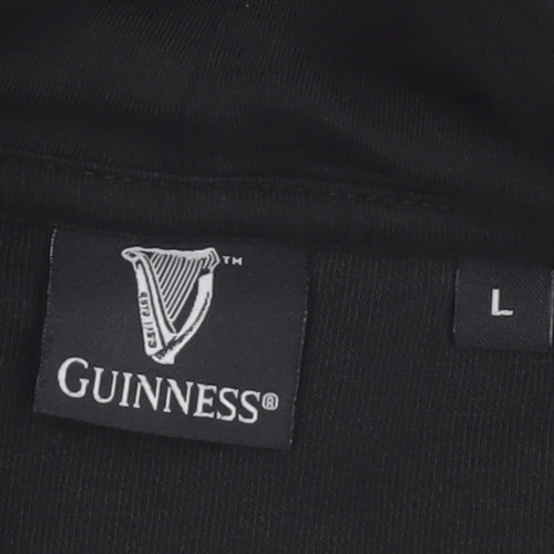 Guinness Men's Black Pullover Hoodie L Logo Fleece Sweatshirt