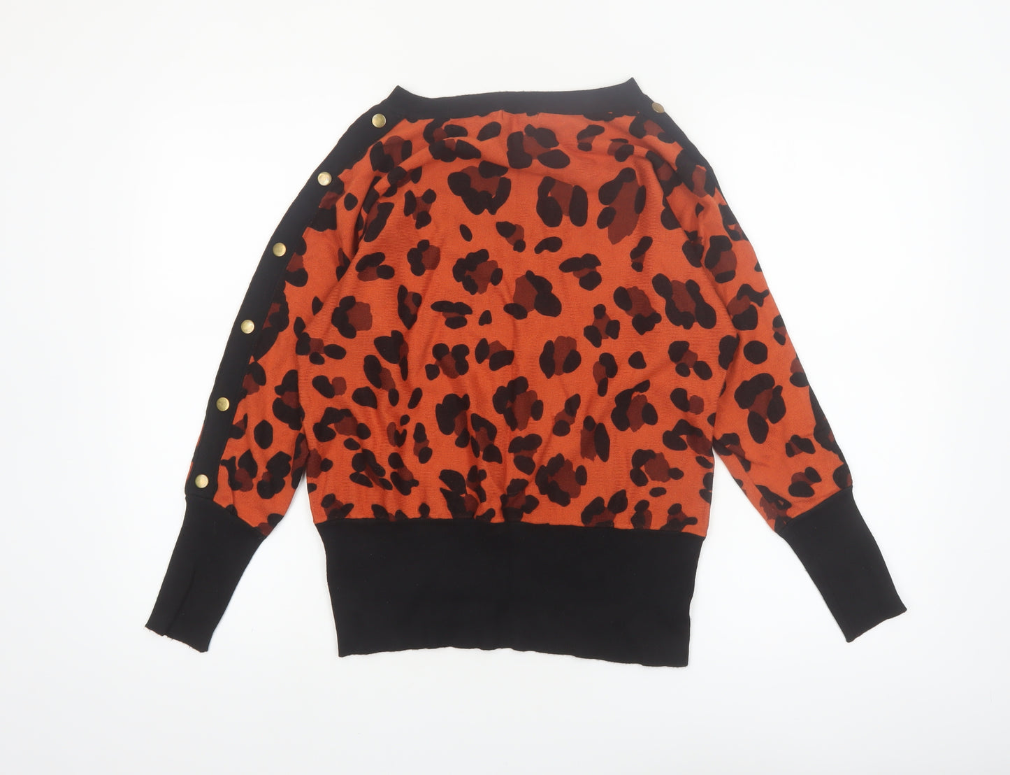 Roman Womens Orange Leopard Print Jumper Size 12 Long Sleeve