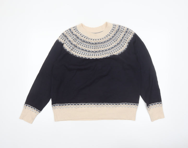 Next Women's Blue Fair Isle Knit Jumper Size 14