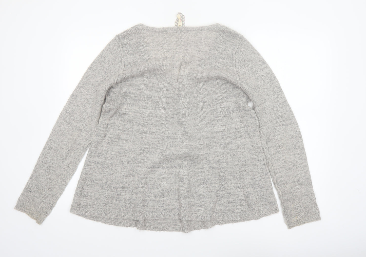 White Stuff Women’s Grey V-Neck Long Sleeve Pullover Jumper Size 14