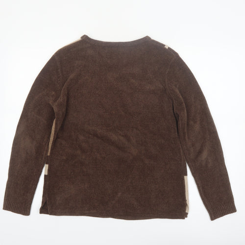 Autonomy Women’s Brown Geometric Embroidered Knit Jumper Size S