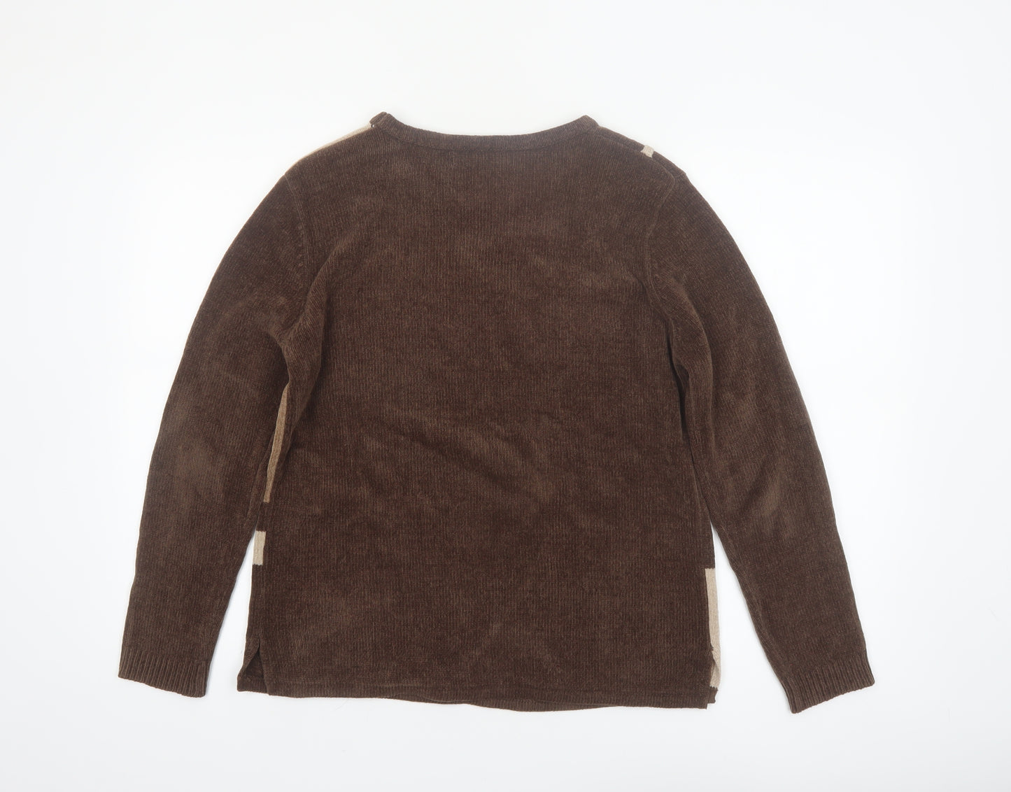 Autonomy Women’s Brown Geometric Embroidered Knit Jumper Size S