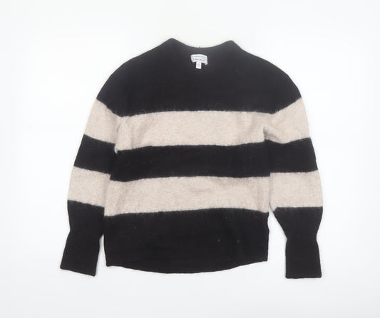 & Other Stories Women Black Beige Striped Alpaca Blend Jumper XS