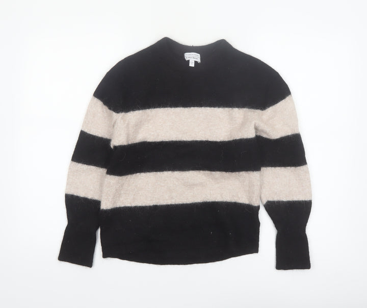 & Other Stories Women Black Beige Striped Alpaca Blend Jumper XS