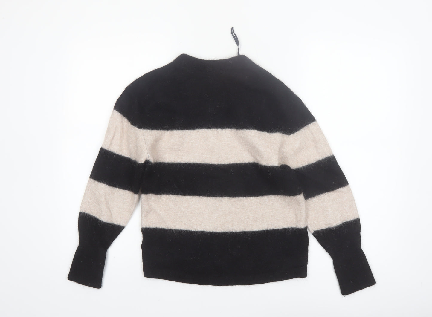 & Other Stories Women Black Beige Striped Alpaca Blend Jumper XS