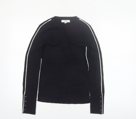 Marks and Spencer Women Black Size 8 Crew Neck Long Sleeve Pullover Jumper