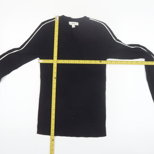 Marks and Spencer Women Black Size 8 Crew Neck Long Sleeve Pullover Jumper