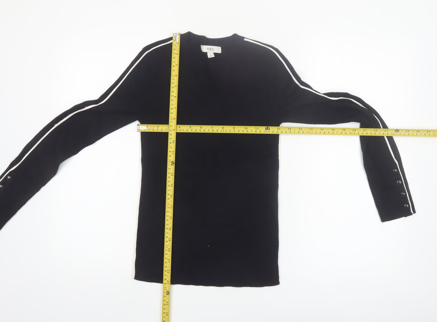Marks and Spencer Women Black Size 8 Crew Neck Long Sleeve Pullover Jumper