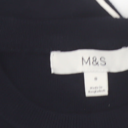 Marks and Spencer Women Black Size 8 Crew Neck Long Sleeve Pullover Jumper