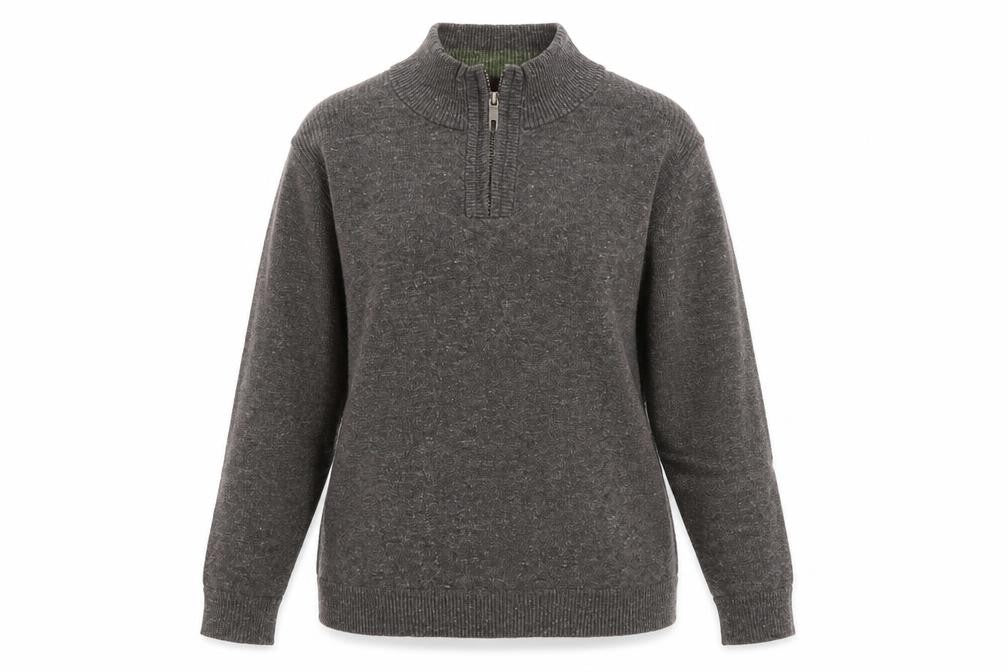 Front view of FatFace Women Brown 100% Cotton Half Zip Jumper, size L