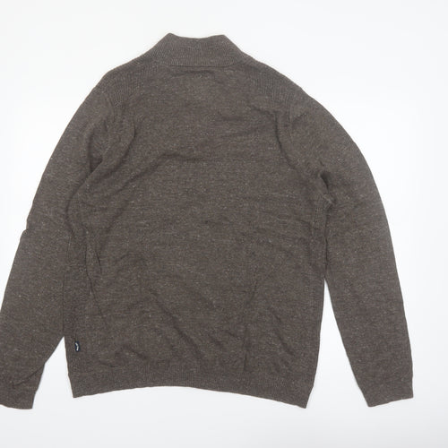 Fat Face Women Brown 100% Cotton Half Zip Jumper Size L