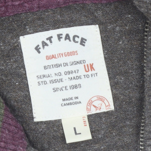 Fat Face Women Brown 100% Cotton Half Zip Jumper Size L