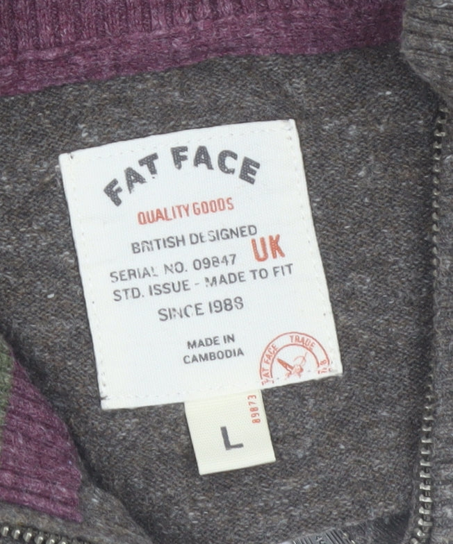 Fat Face Women Brown 100% Cotton Half Zip Jumper Size L