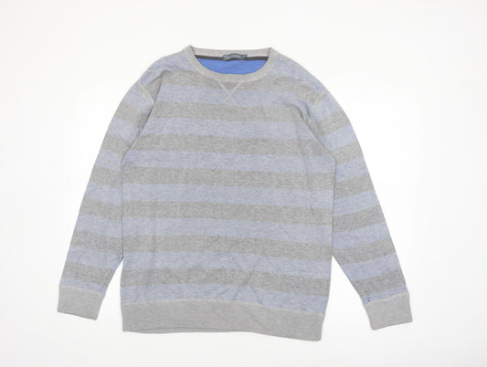 Lee Cooper Women's Grey Striped Crew Neck Cotton Jumper Size M