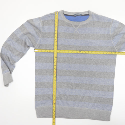 Lee Cooper Women's Grey Striped Crew Neck Cotton Jumper Size M