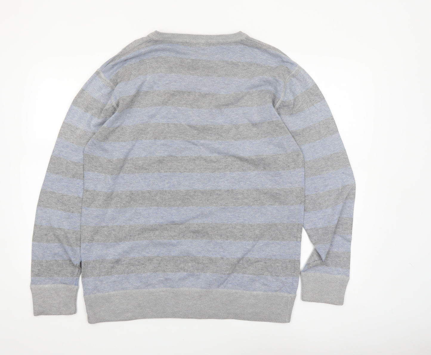 Lee Cooper Women's Grey Striped Crew Neck Cotton Jumper Size M