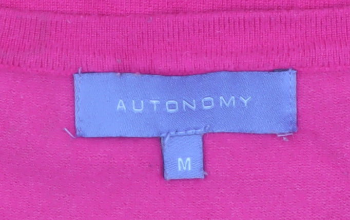 Autonomy Women's Pink Beaded 3/4 Sleeve Pullover Jumper M
