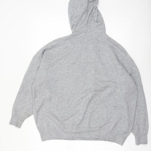 MOEWY Women’s Grey Sequin Star Hooded Pullover Jumper One Size