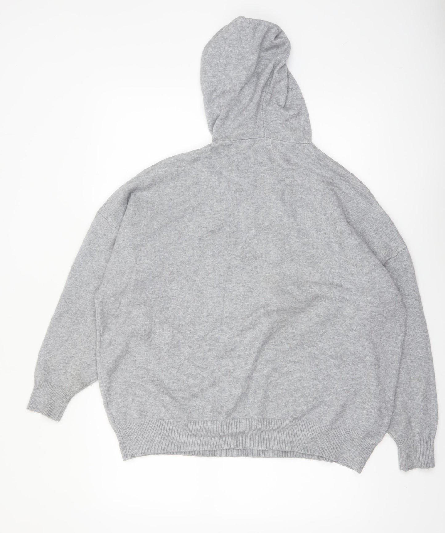 MOEWY Women’s Grey Sequin Star Hooded Pullover Jumper One Size