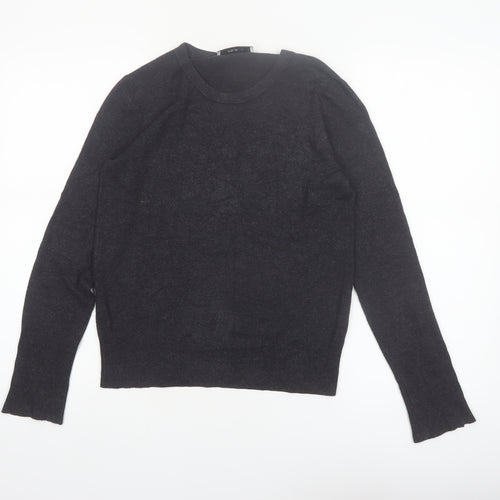 ZARA Women Black Crew Neck Knit Pullover Jumper Size 12
