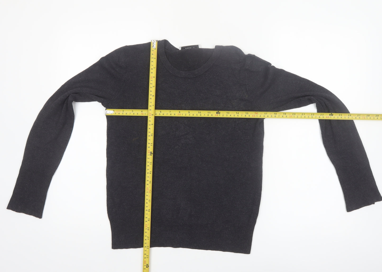 ZARA Women Black Crew Neck Knit Pullover Jumper Size 12
