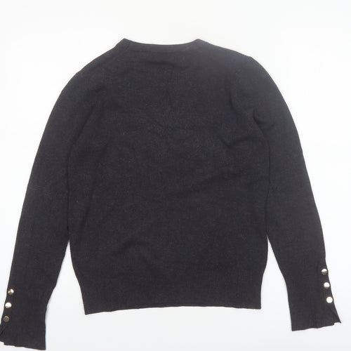 ZARA Women Black Crew Neck Knit Pullover Jumper Size 12