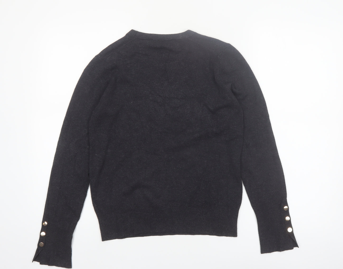 ZARA Women Black Crew Neck Knit Pullover Jumper Size 12