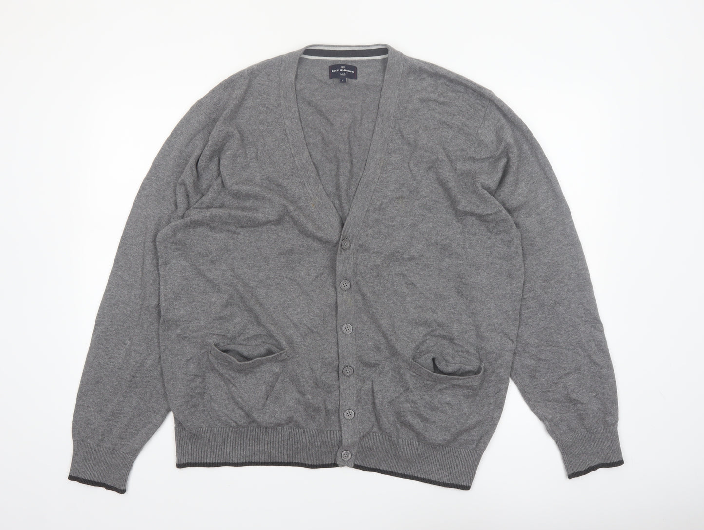 Marks and Spencer Blue Harbour Men’s Grey Cotton Button Cardigan XL