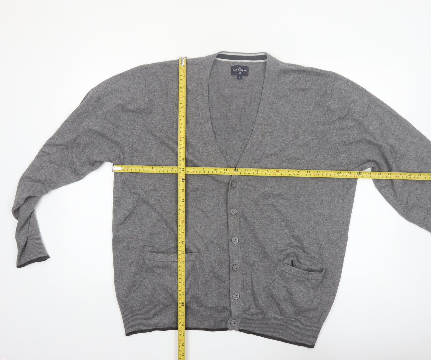 Marks and Spencer Blue Harbour Men’s Grey Cotton Button Cardigan XL