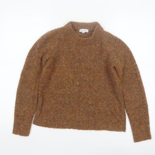Warehouse Women Brown Wool Blend Crew Neck Pullover Jumper UK 8