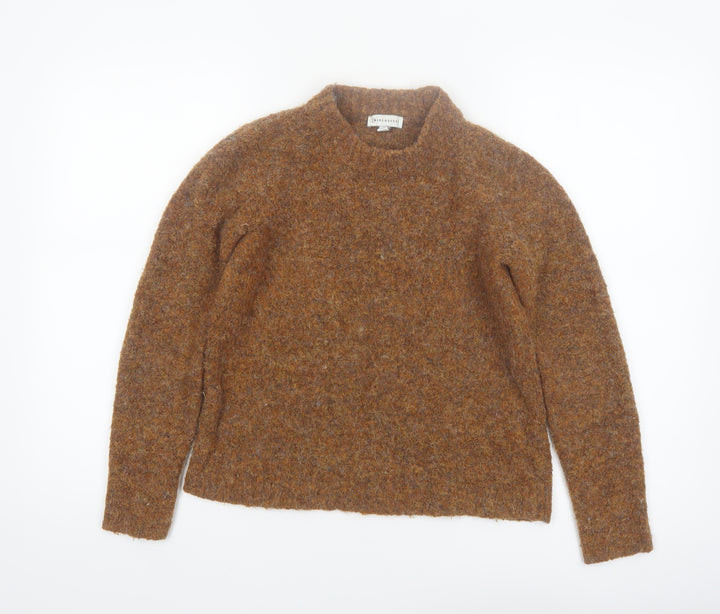 Warehouse Women Brown Wool Blend Crew Neck Pullover Jumper UK 8