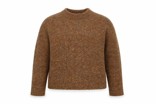 Front view of Warehouse Women Brown Wool Blend Crew Neck jumper UK 8