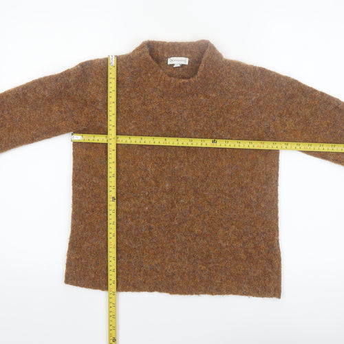 Warehouse Women Brown Wool Blend Crew Neck Pullover Jumper UK 8