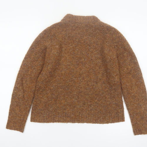 Warehouse Women Brown Wool Blend Crew Neck Pullover Jumper UK 8