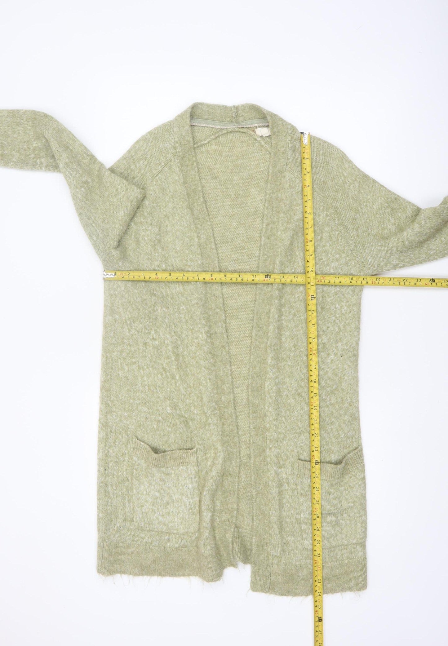 Fat Face Women's Green Mohair Blend Long Sleeve Open Cardigan UK 12