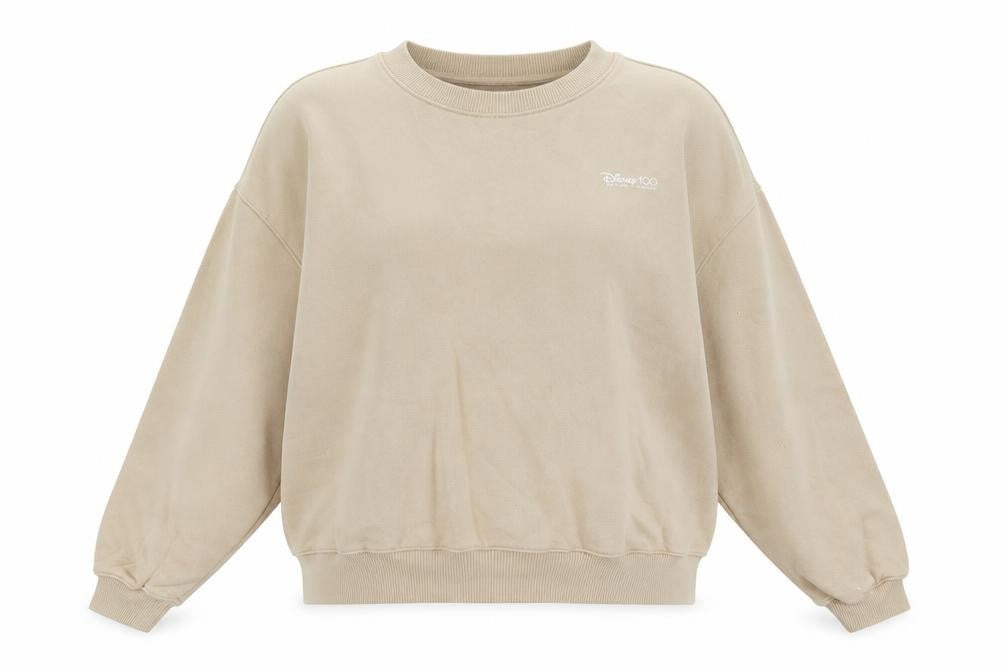 Front view of Mango x Disney Beige women’s sweatshirt, size M, mickey mouse 100 years