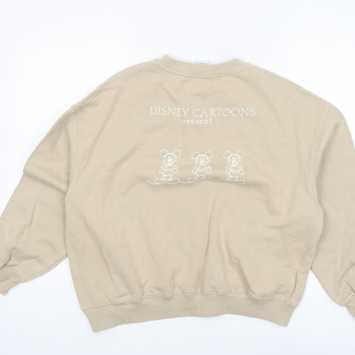 MNG x Disney Beige Womens Sweatshirt Size M Mickey Mouse 100 Years
