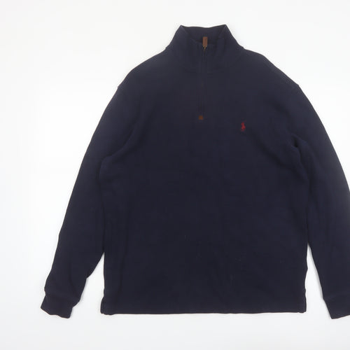 Polo Ralph Lauren Men’s Blue 1/4 Zip Cotton Fleece Sweatshirt M