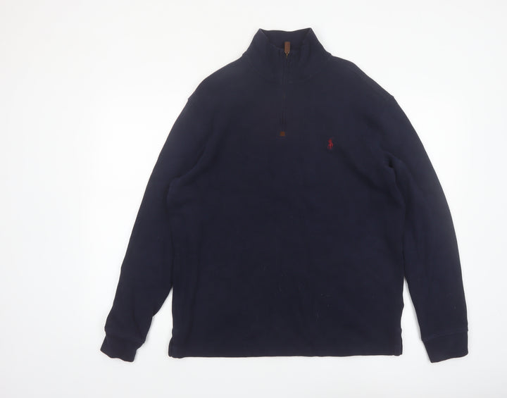 Polo Ralph Lauren Men’s Blue 1/4 Zip Cotton Fleece Sweatshirt M