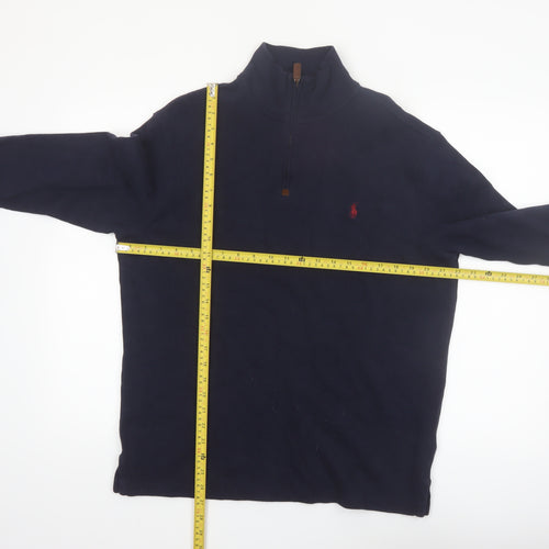 Polo Ralph Lauren Men’s Blue 1/4 Zip Cotton Fleece Sweatshirt M